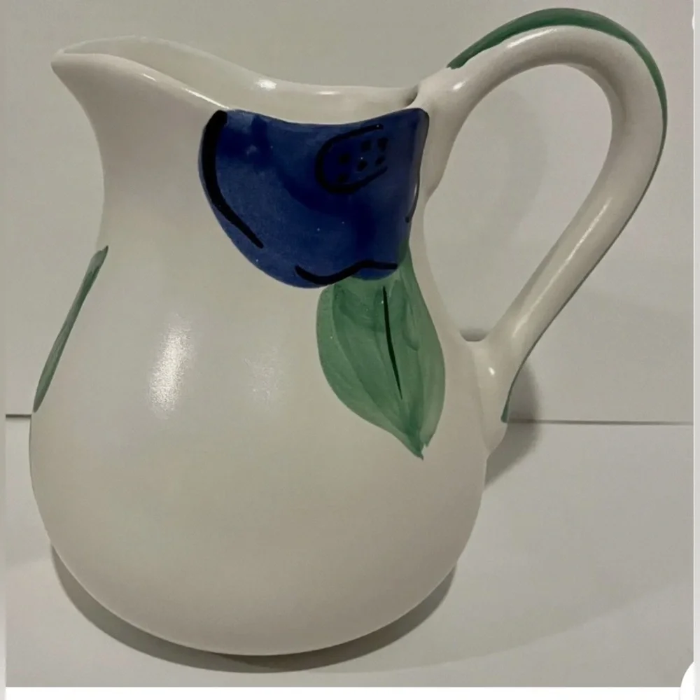 Pier 1 Hand painted Portugal White Large Florals Vase
